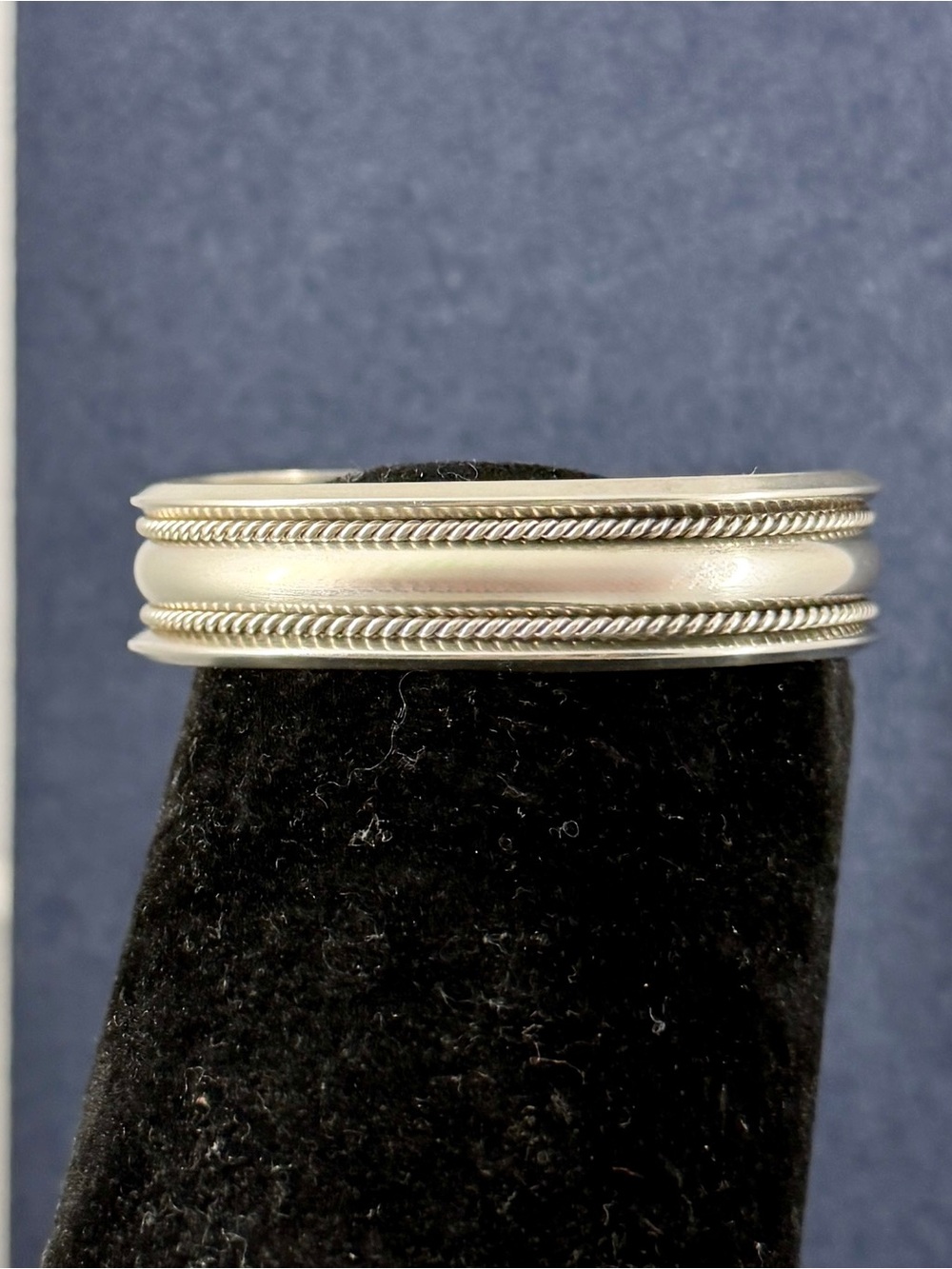 NORA TAHE Navajo Sterling Silver Braided Cable Twist Cuff Bracelet; 25g
